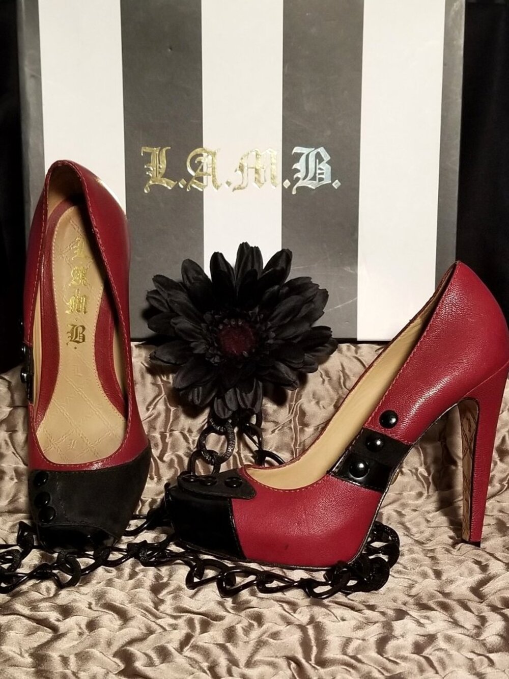 L.A.M.B. Spectator Pump Brick Black 6.0